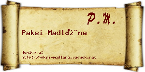 Paksi Madléna névjegykártya